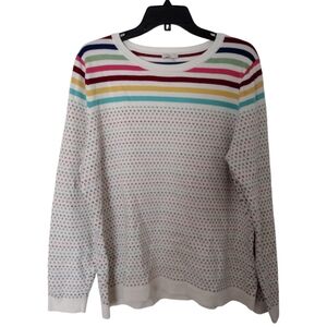 Talbots multicolor White striped print sweatshirt size XL